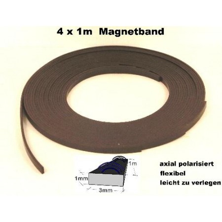 4x 1m Magnetband 1 x 3mm Magnetbahn axiale Polarisation 1m flex